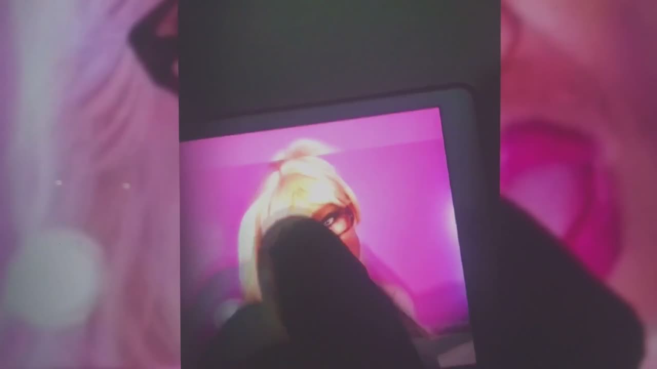 Cum tribute on Bimbo Nikkie face on iPad