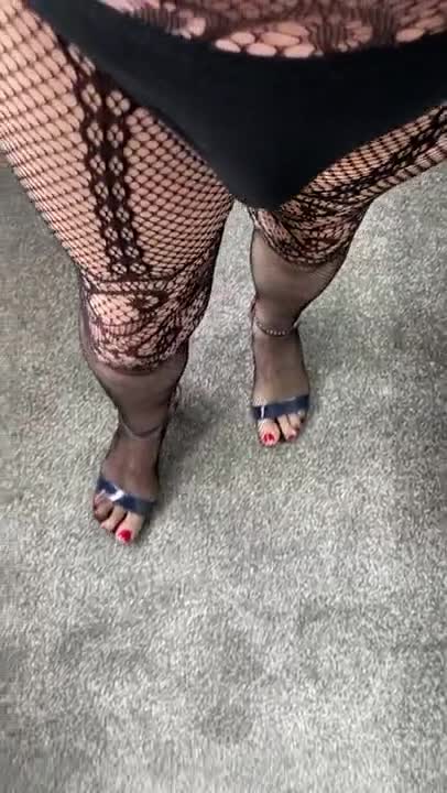 old tvrose sissy in bodystocking with heels